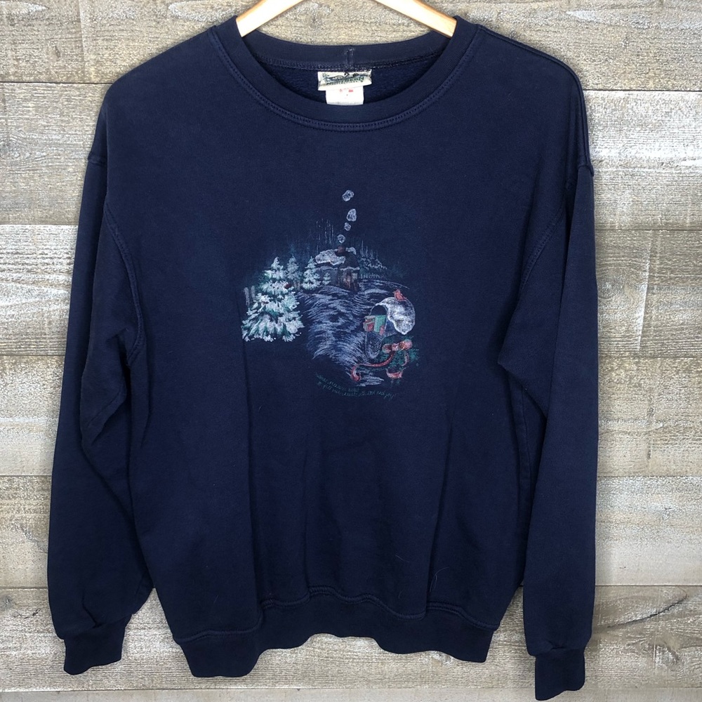 Northern Reflections vintage Christmas cottage snow winter holiday sweater
